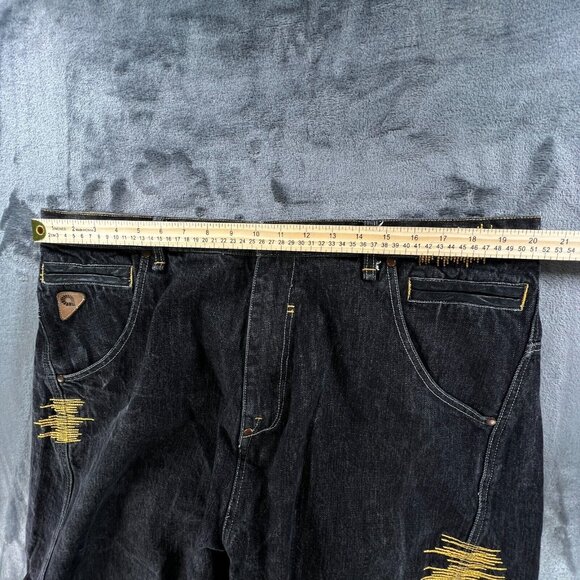 Akademiks Jeans Baggy Denim Men 40 x 35 Vintage Y2K Rap Hip Hop Black Gray Gold - Picture 7 of 16